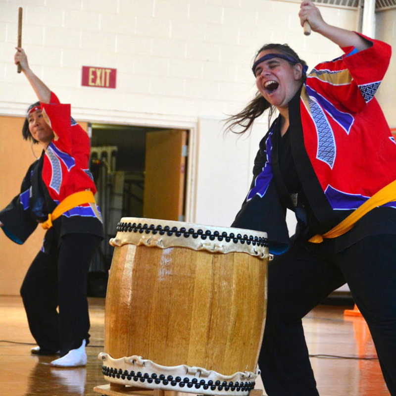 Odaiko New England performs taiko Japanese drumming for schools
