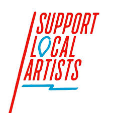 Support Local Artist flag design with location icon